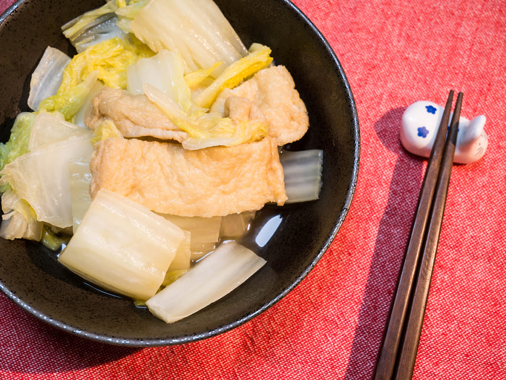 日式浸煮白菜炸豆皮