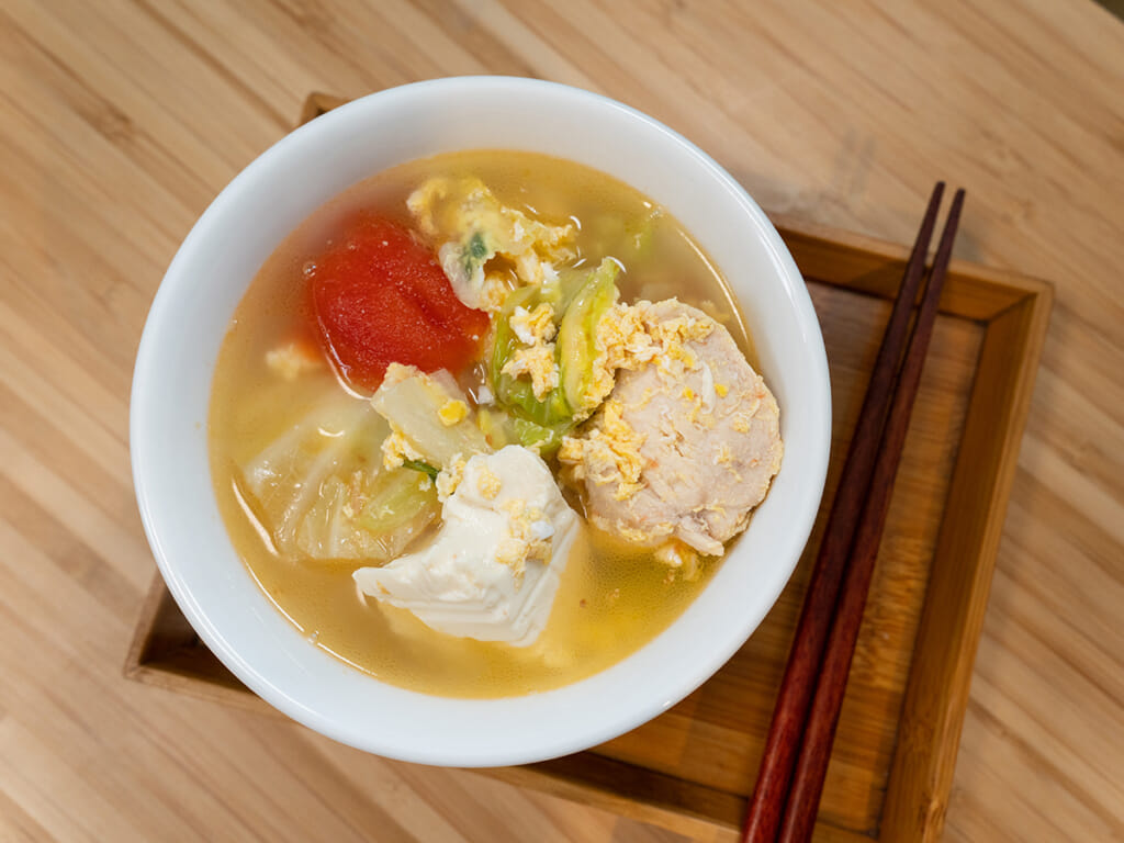 低卡減醣湯品｜豆腐蛋花雞湯