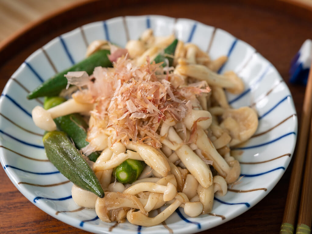 柑橘醋溜炒秋葵什菇