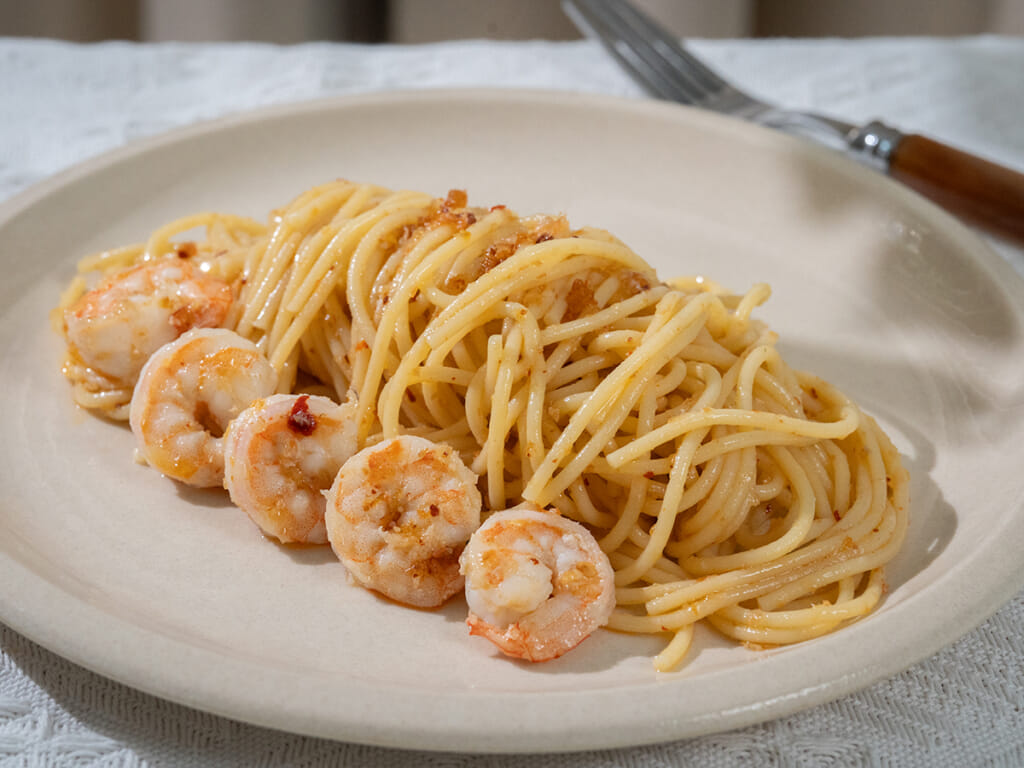 爆濃蒜辣蝦義大利麵