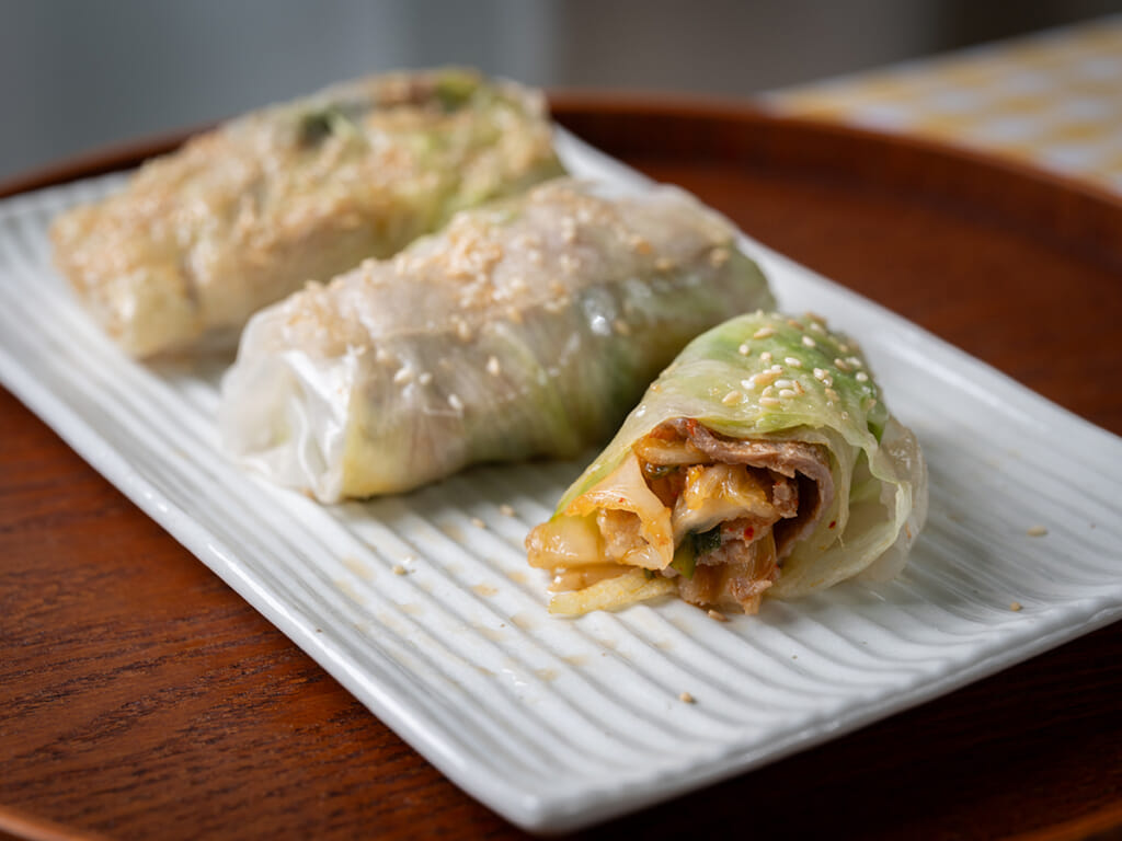 泡菜豬肉米紙捲