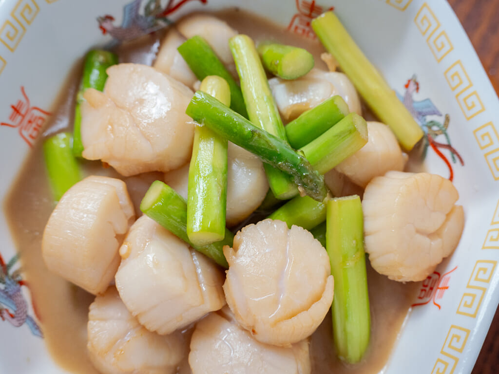 奶油蒜香炒蘆筍干貝