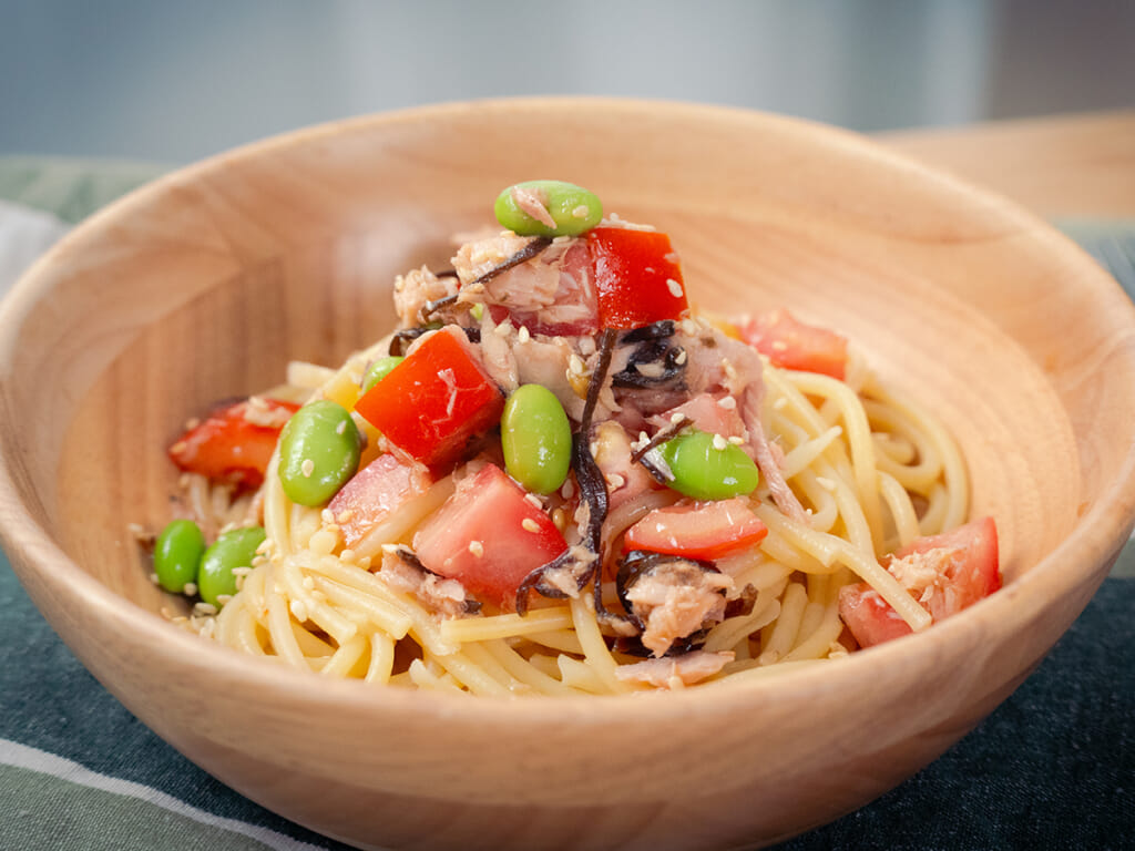 毛豆鹽昆布冷義大利麵